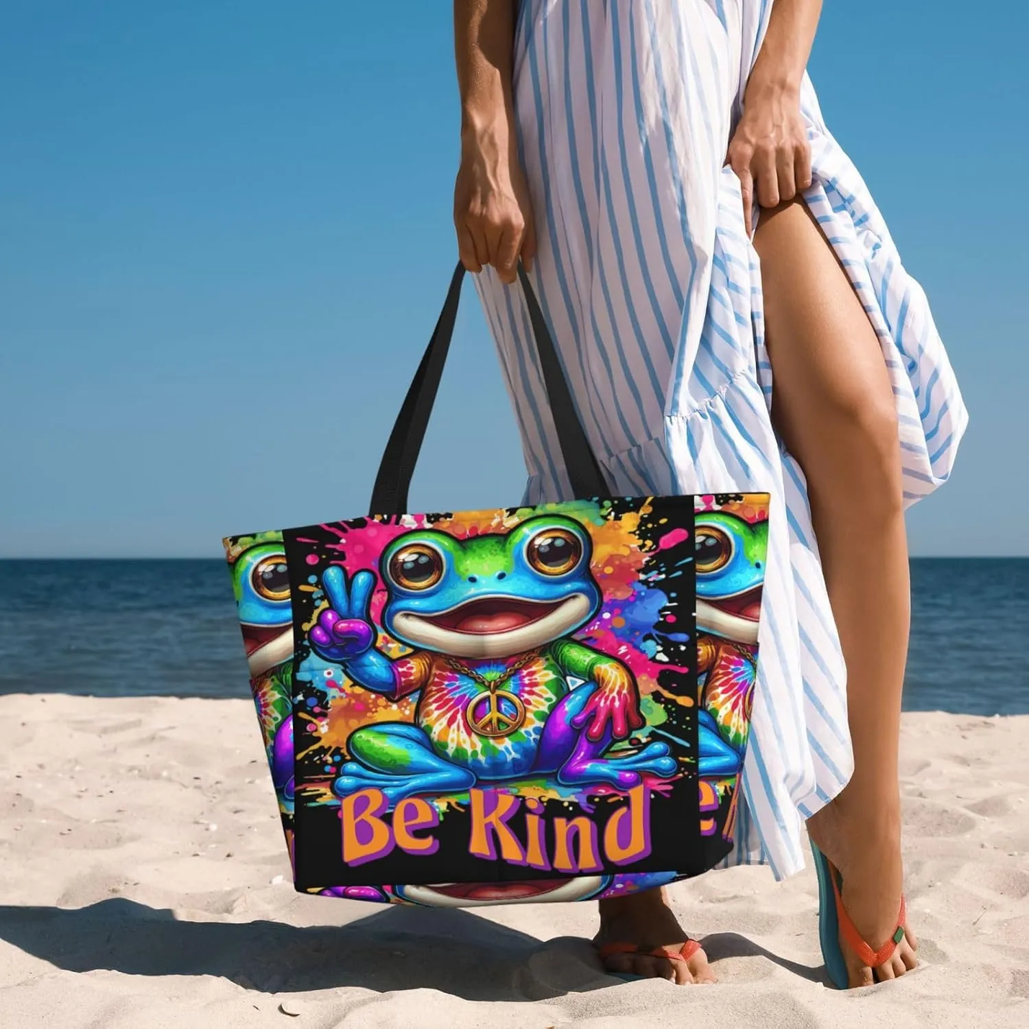 Women Large Beach Bag Travel Weekender Foldable Tote Bag for Pool Beach Vacation Gym