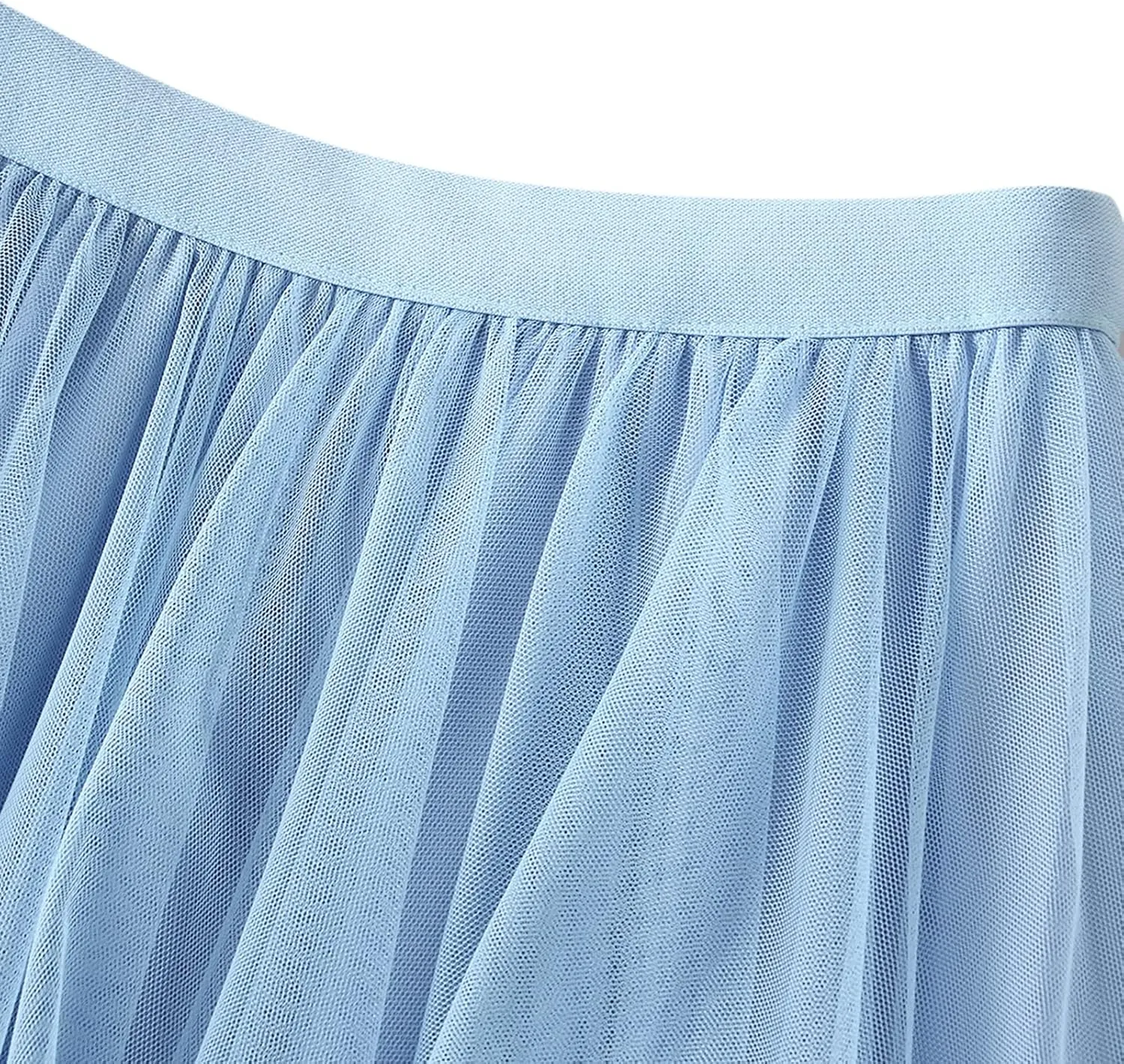 Women Layered Tulle Midi Skirt Frill Trim Ruffle Long Skirts
