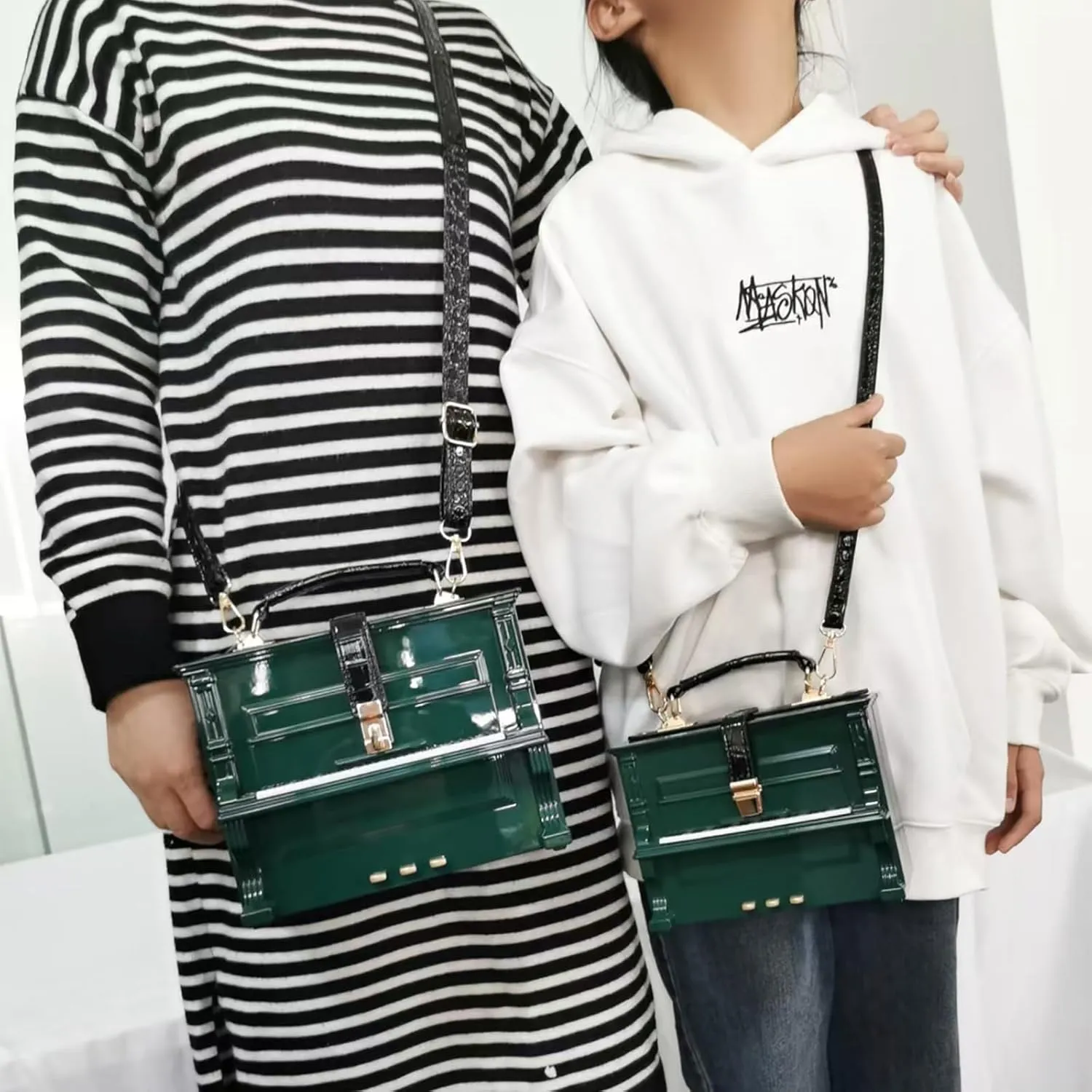 Women Piano Shaped Crossbody Shoulder Bag Handbag Acrylic Unique Novelty Piano Purse