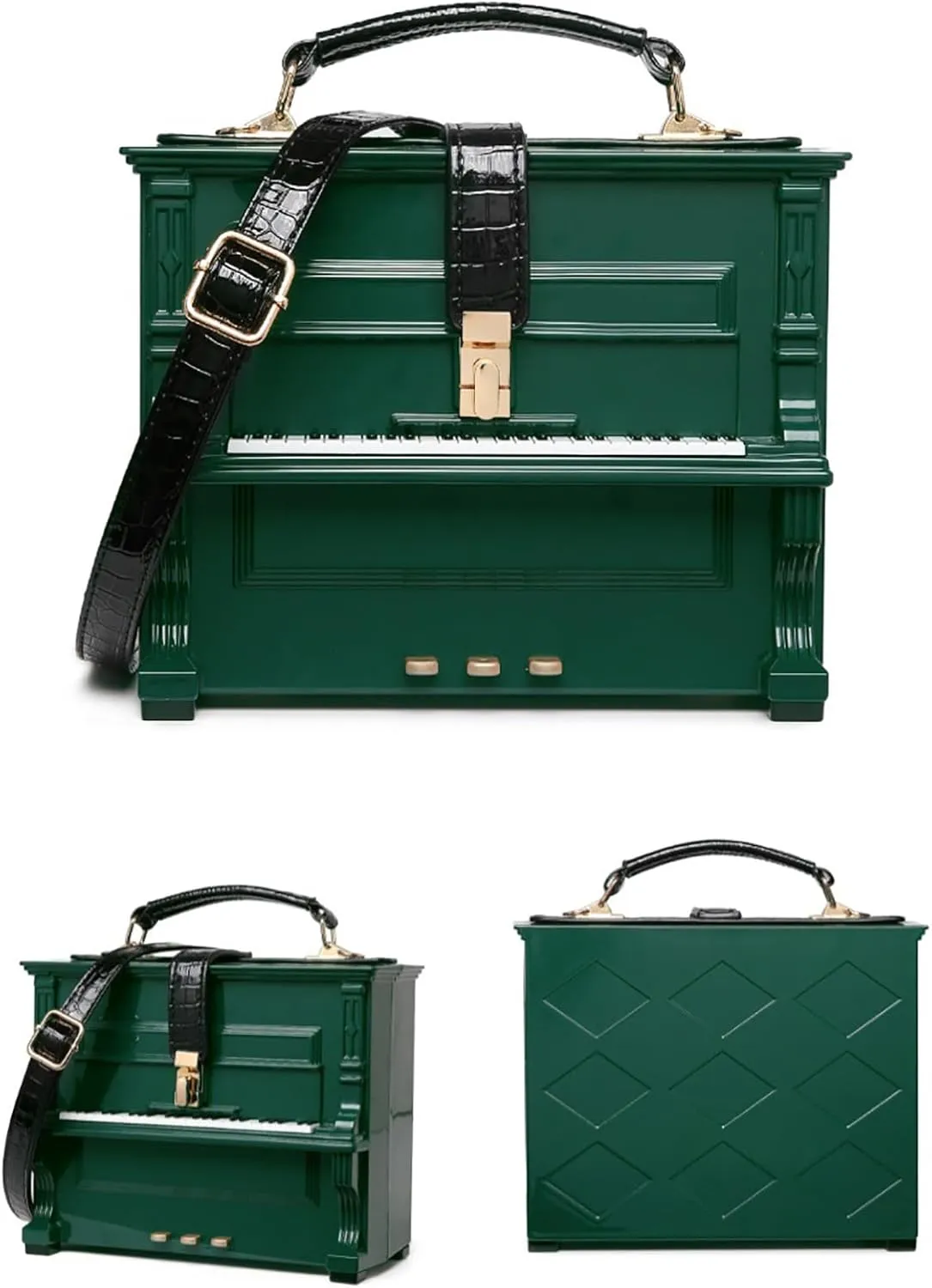 Women Piano Shaped Crossbody Shoulder Bag Handbag Acrylic Unique Novelty Piano Purse
