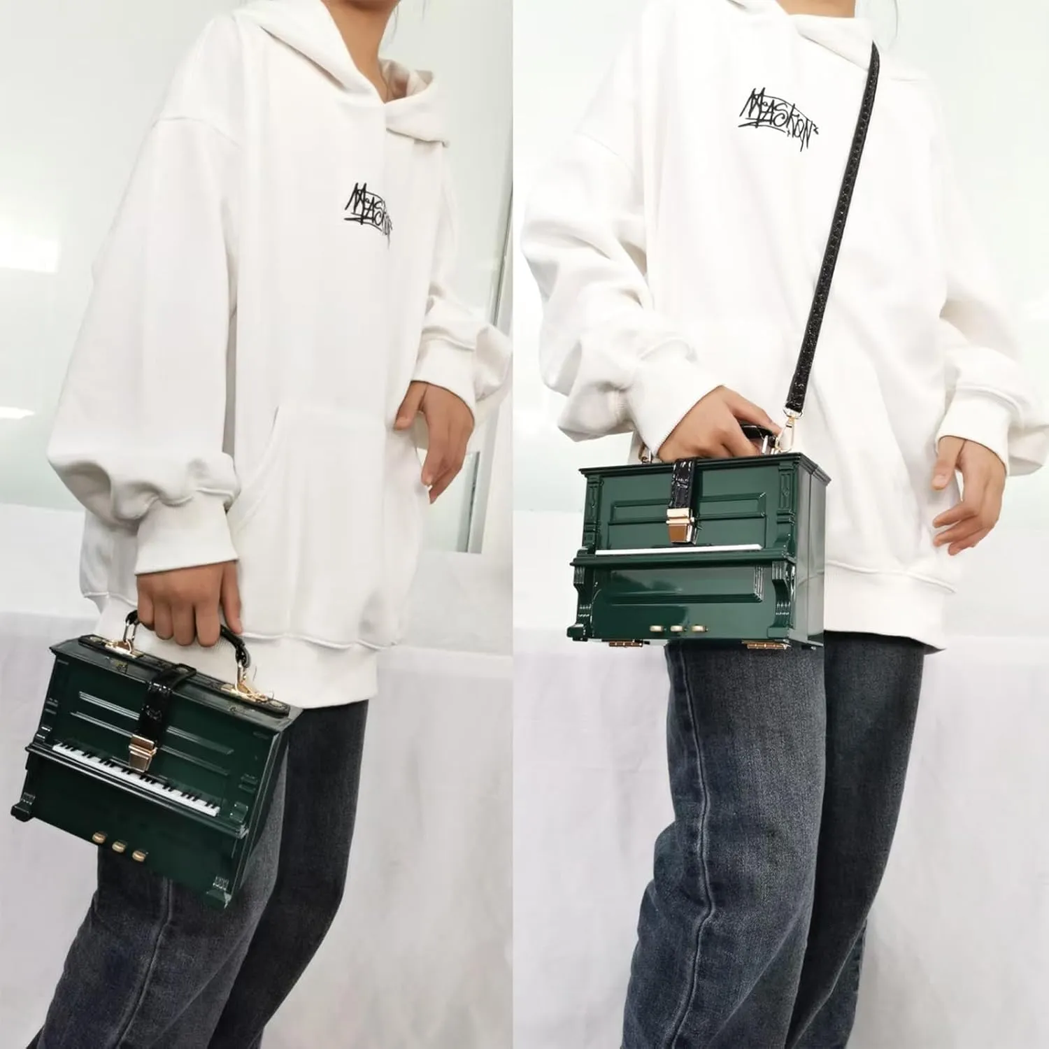 Women Piano Shaped Crossbody Shoulder Bag Handbag Acrylic Unique Novelty Piano Purse