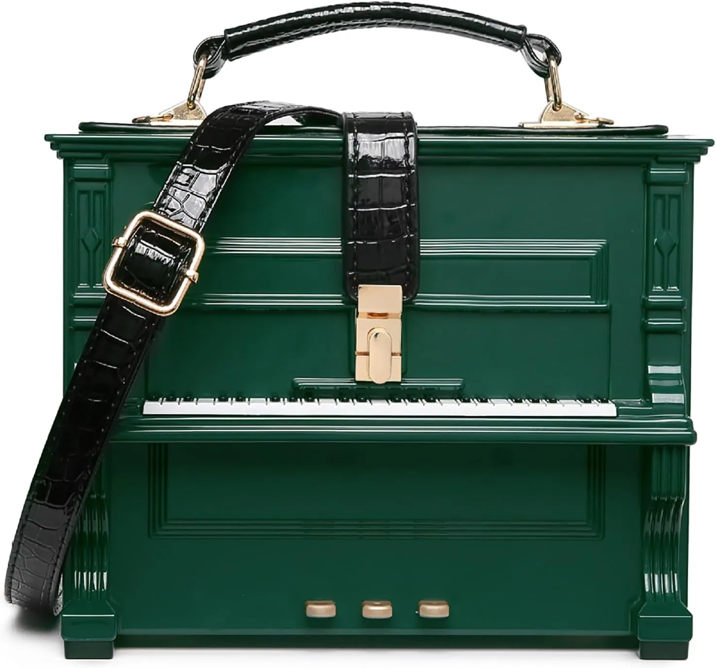 Women Piano Shaped Crossbody Shoulder Bag Handbag Acrylic Unique Novelty Piano Purse
