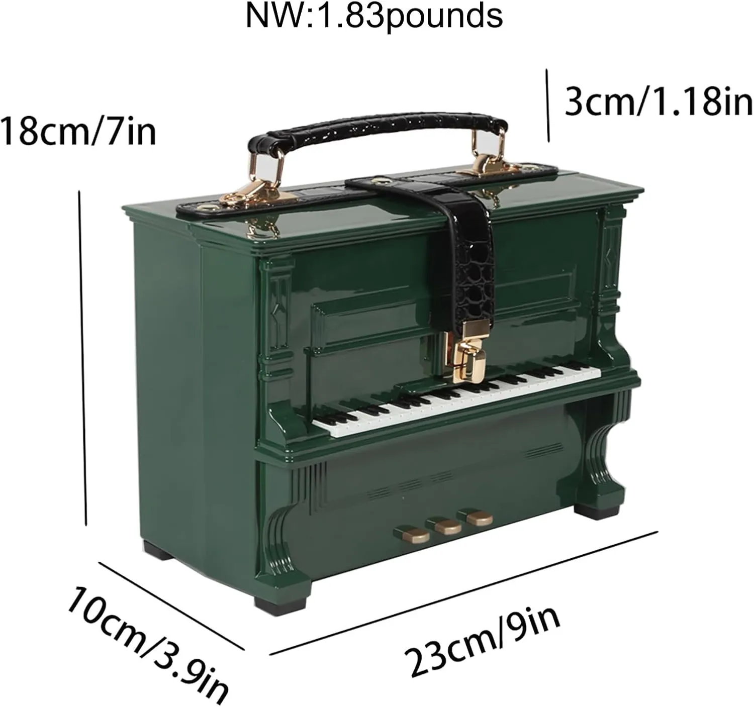 Women Piano Shaped Crossbody Shoulder Bag Handbag Acrylic Unique Novelty Piano Purse