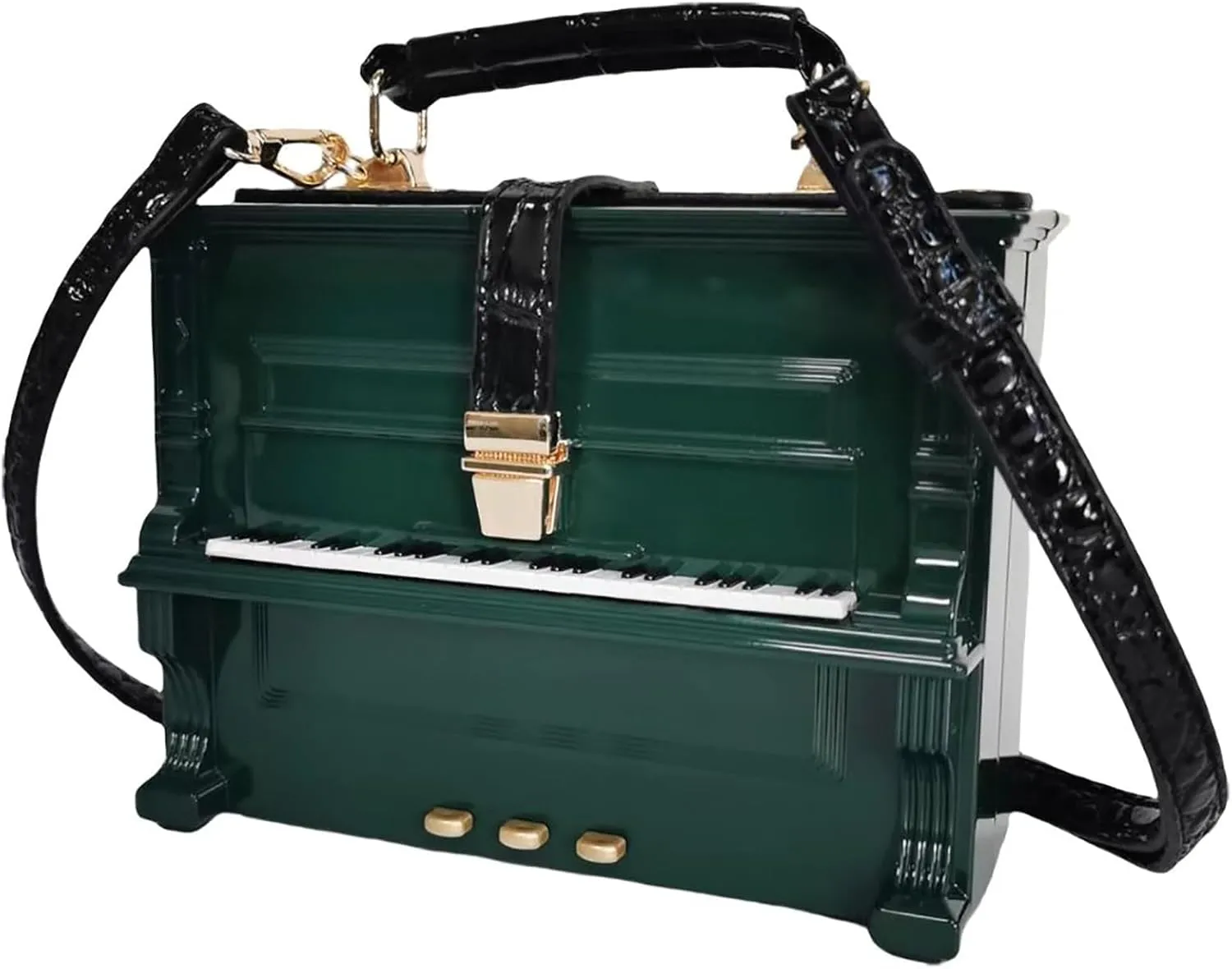 Women Piano Shaped Crossbody Shoulder Bag Handbag Acrylic Unique Novelty Piano Purse