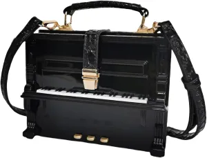 Women Piano Shaped Crossbody Shoulder Bag Handbag Acrylic Unique Novelty Piano Purse