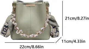 Women PU Bucket Bag, Stylish Crossbody Bag Large Capacity Simple Messenger Bag Adjustable Strap Solid Color Satche