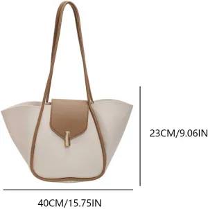Women PU Leather Tote, Simple Tote Handbag, Large Capacity Luxury Tote Bag Adjustable Strap, Satchel Hobo Shoulder Ba