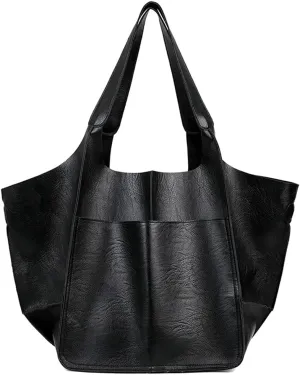Women Shoulder Bag PU Leather Large Capacity Handbag Tote Bag Buckle Closure