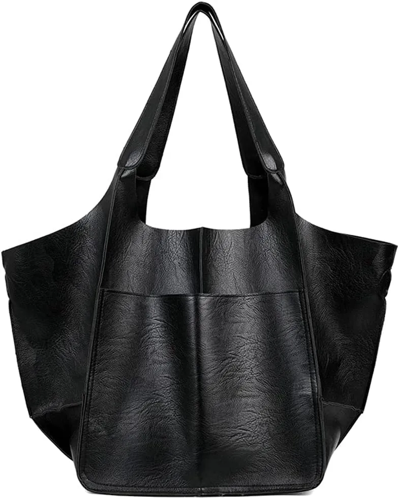 Women Shoulder Bag PU Leather Large Capacity Handbag Tote Bag Buckle Closure