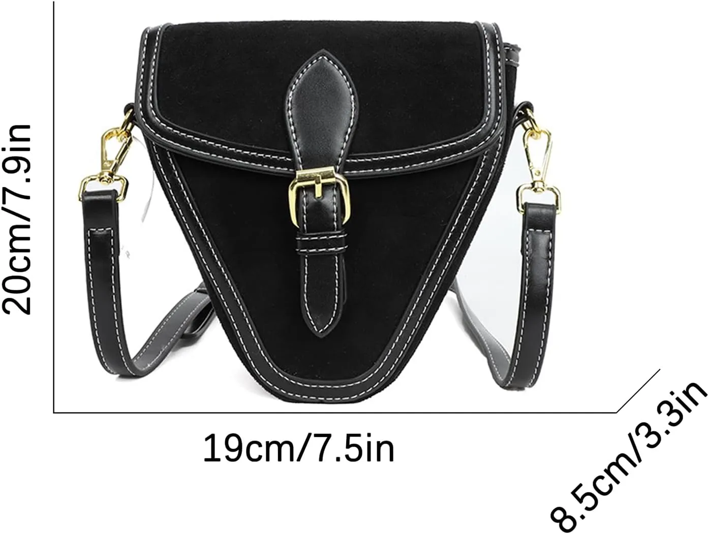 Women Shoulder Bag, Vintage Large Capacity PU Leather Triangle Purse Button Closure Crossbody Bag