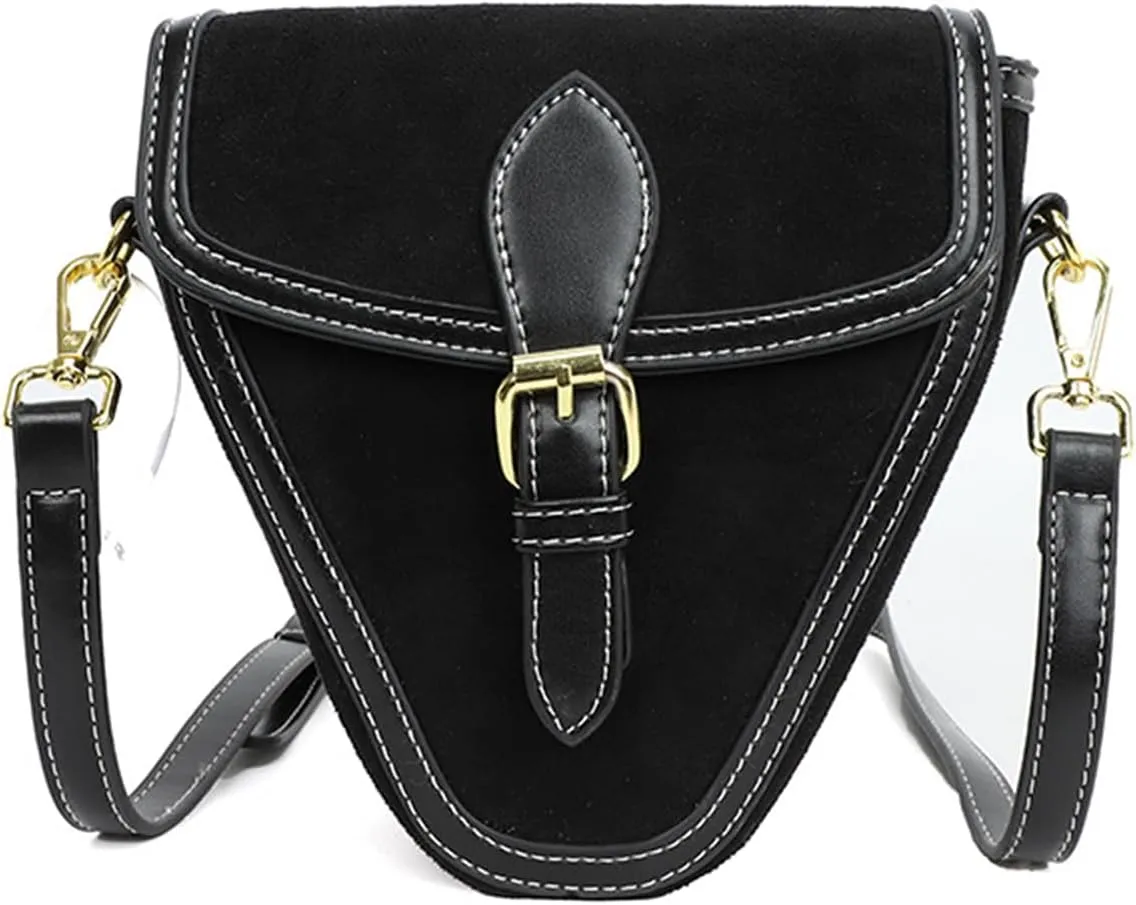 Women Shoulder Bag, Vintage Large Capacity PU Leather Triangle Purse Button Closure Crossbody Bag