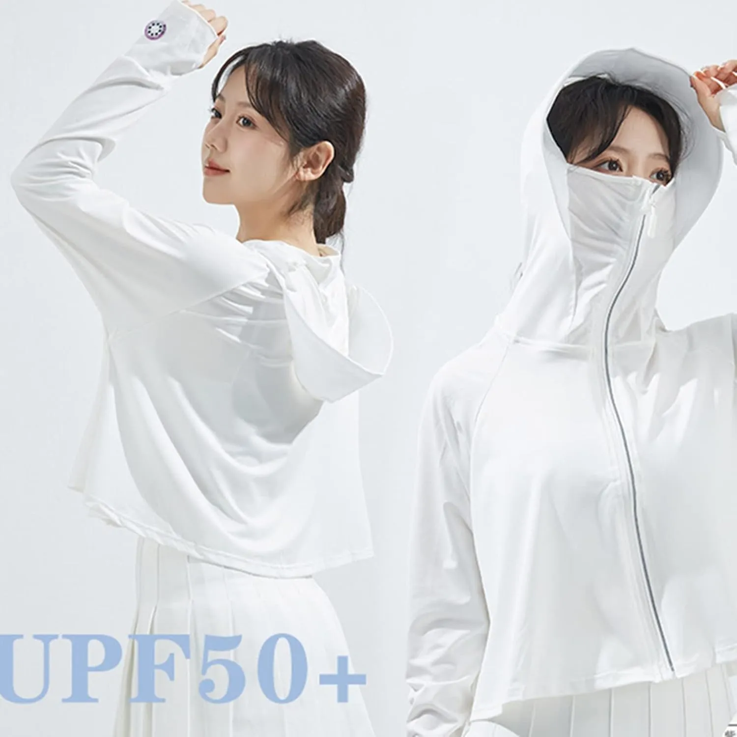 Women SPF Uv Sun Protection Cooling Light Shirt with Pockets Zip Up Long Sleeve Sun Jacket Outdoor Solid Color Shirts