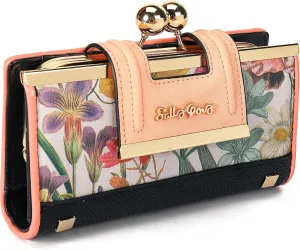 Women Wallet Leather Large Capacity Women's Handbag Large Capacity Long Wallet, with 10-card slots and clips