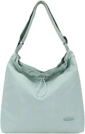 Womens Aesthetic Casual Nylon Shoulder Crossbody Bag Pleated Drawstrings Shoulder Bag Solid Color Handbag Underarm Bag