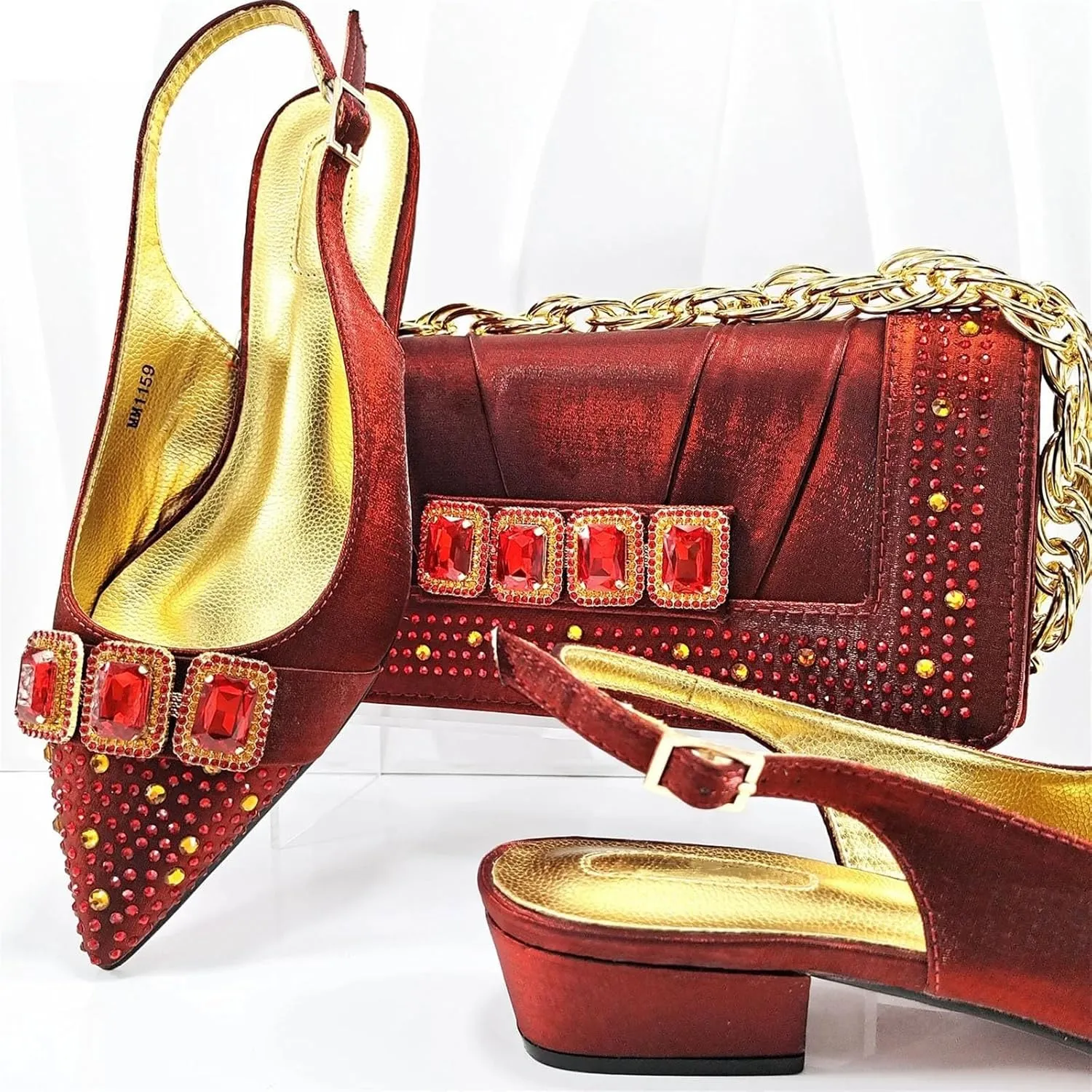 Women’s African Themed Wedding Shoes and Matching Clutch Combo Pointed Toe Comfortable Heels for Bride