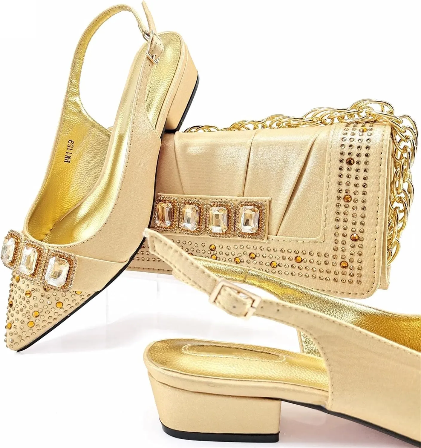 Women’s African Themed Wedding Shoes and Matching Clutch Combo Pointed Toe Comfortable Heels for Bride