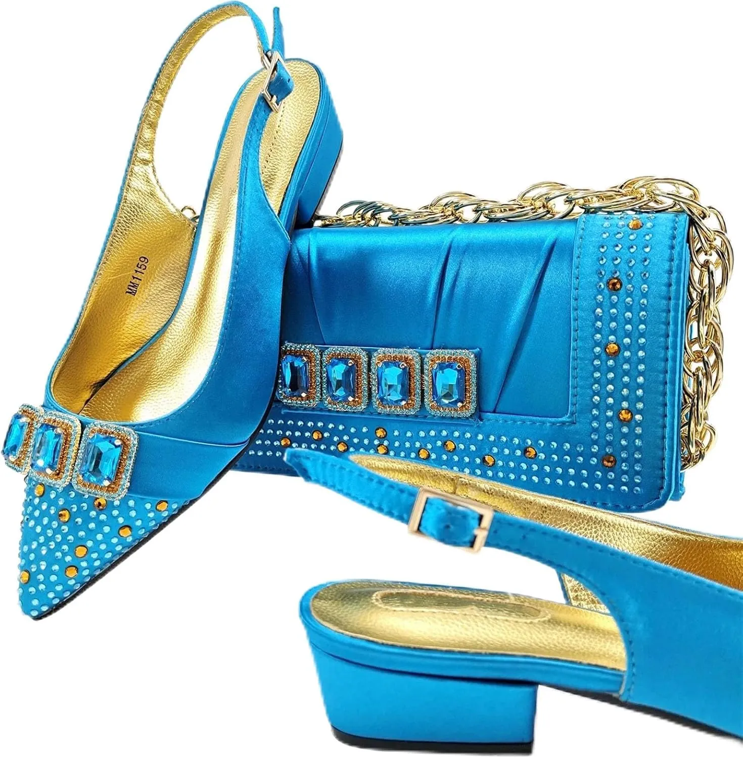 Women’s African Themed Wedding Shoes and Matching Clutch Combo Pointed Toe Comfortable Heels for Bride