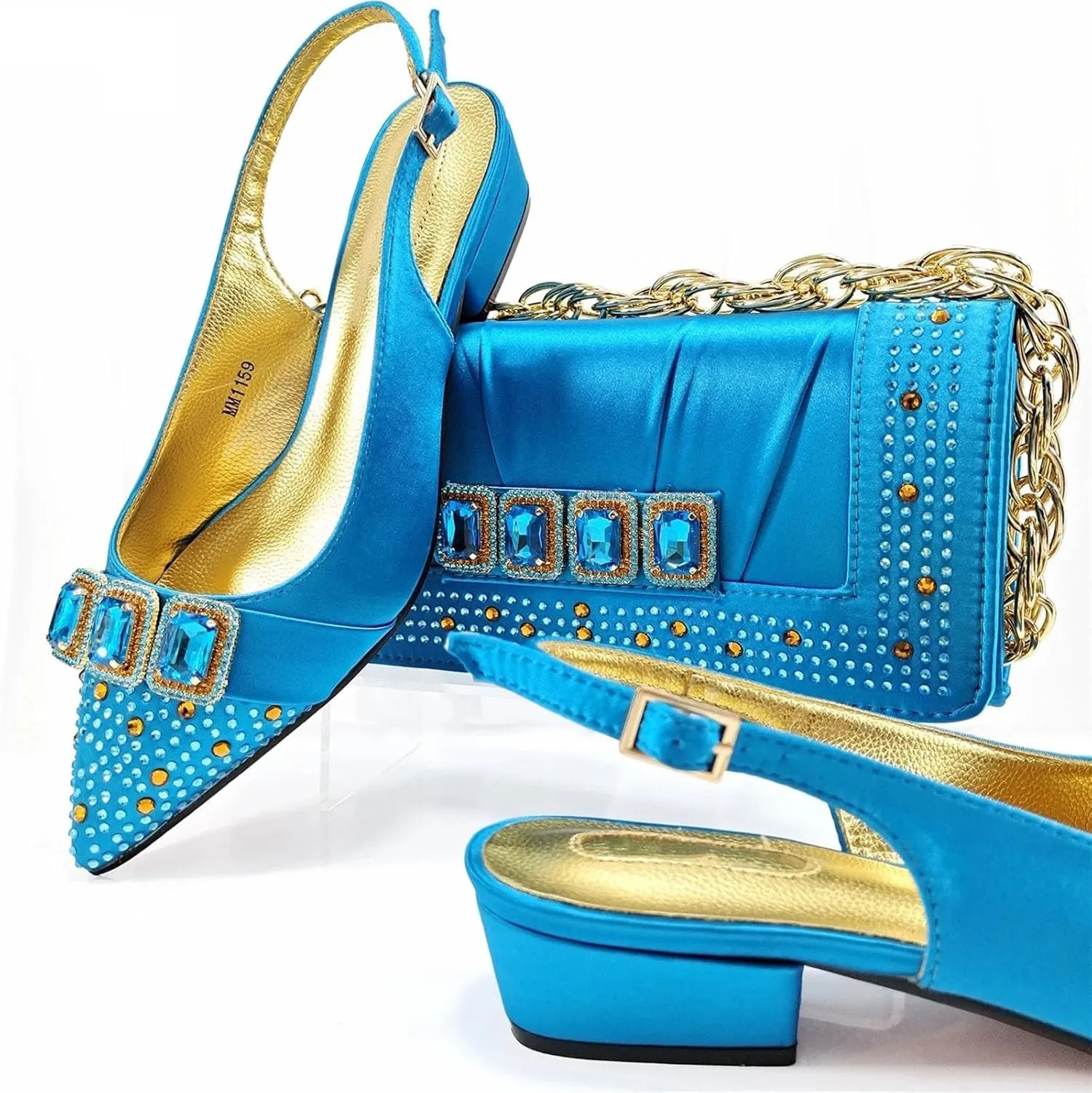 Women’s African Themed Wedding Shoes and Matching Clutch Combo Pointed Toe Comfortable Heels for Bride