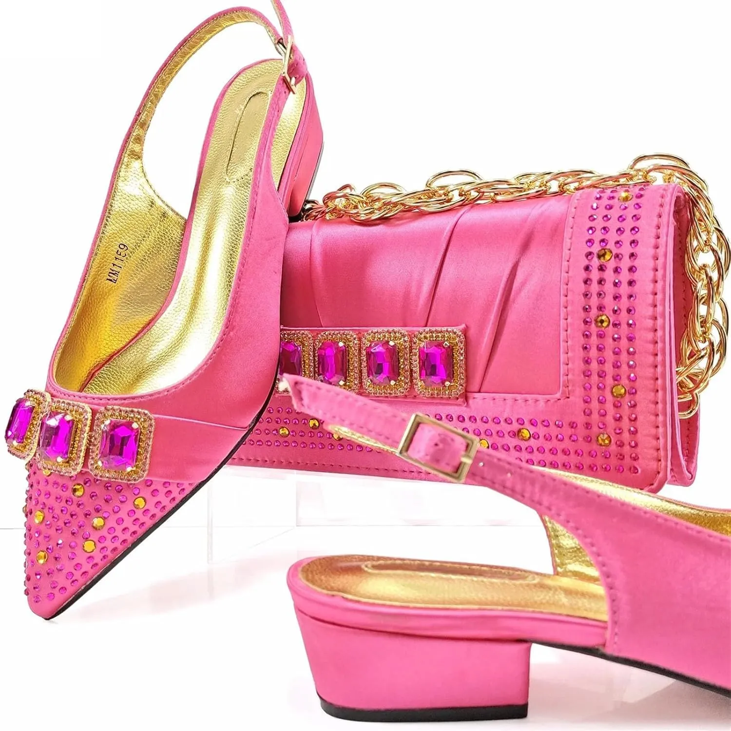 Women’s African Themed Wedding Shoes and Matching Clutch Combo Pointed Toe Comfortable Heels for Bride