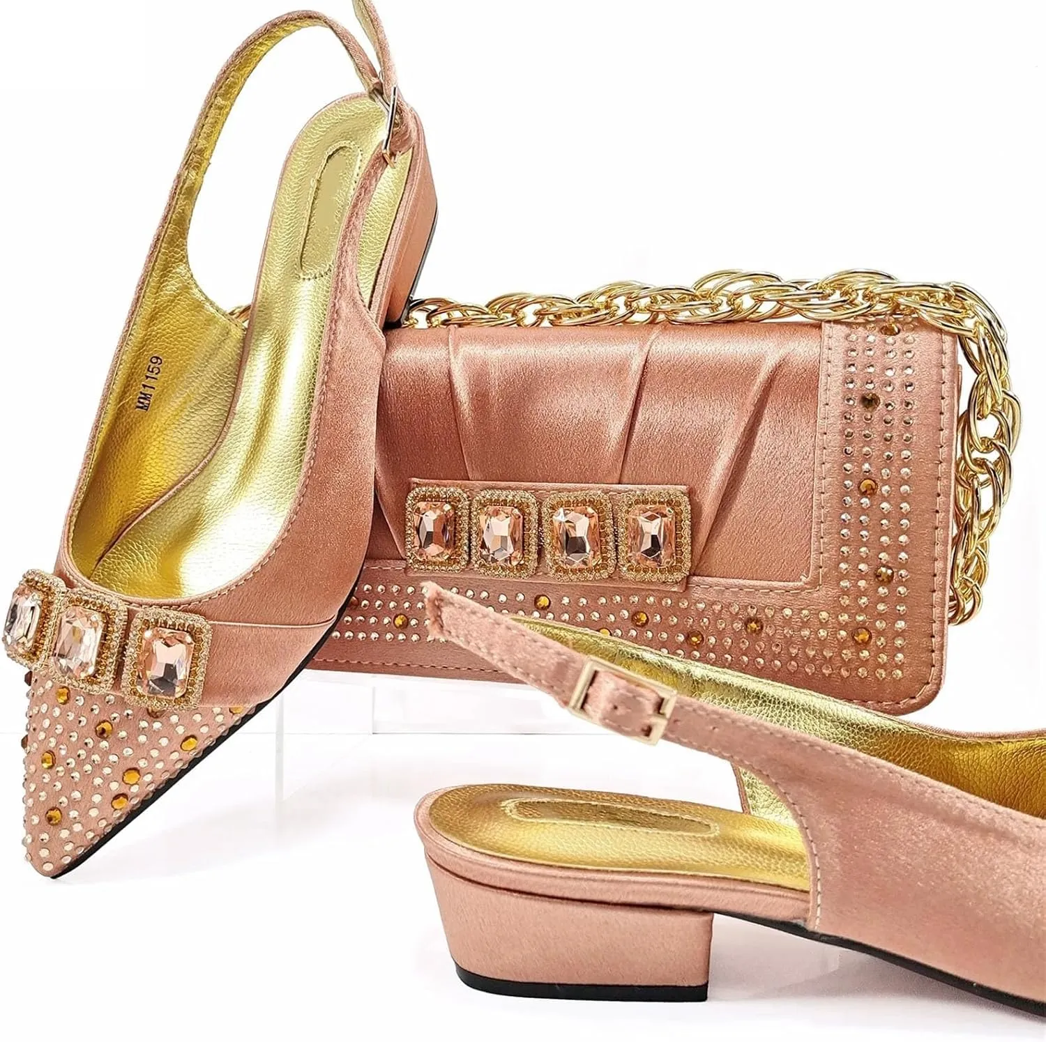 Women’s African Themed Wedding Shoes and Matching Clutch Combo Pointed Toe Comfortable Heels for Bride
