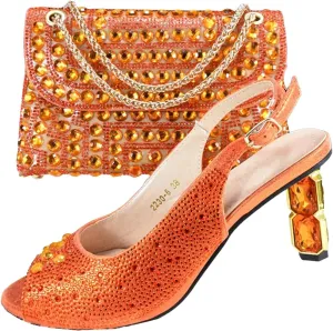 Women’s African Themed Wedding Shoes and Matching Purse Set Pointed Toe Comfortable Heels for Bride and Bridesmaids