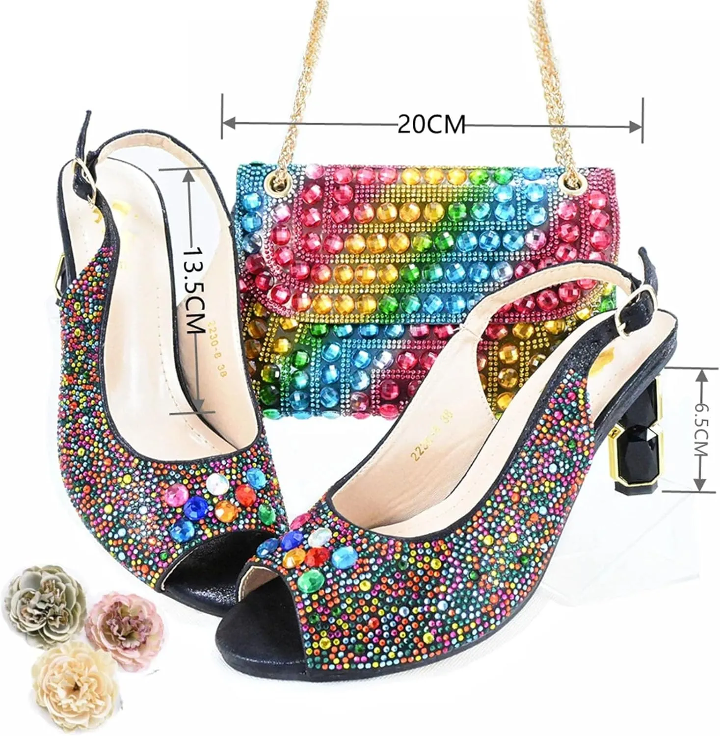 Women’s African Themed Wedding Shoes and Matching Purse Set Pointed Toe Comfortable Heels for Bride and Bridesmaids