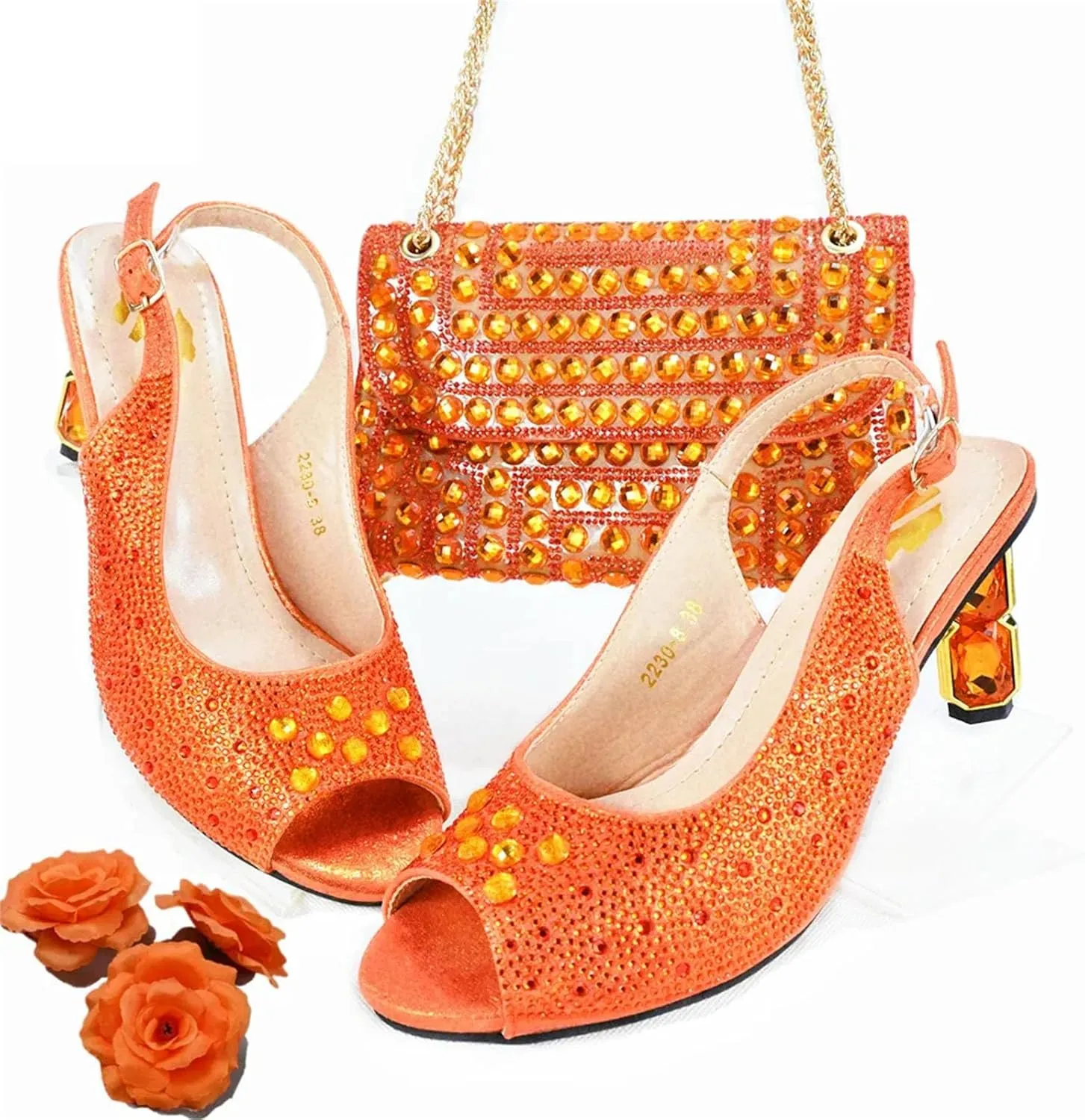 Women’s African Themed Wedding Shoes and Matching Purse Set Pointed Toe Comfortable Heels for Bride and Bridesmaids
