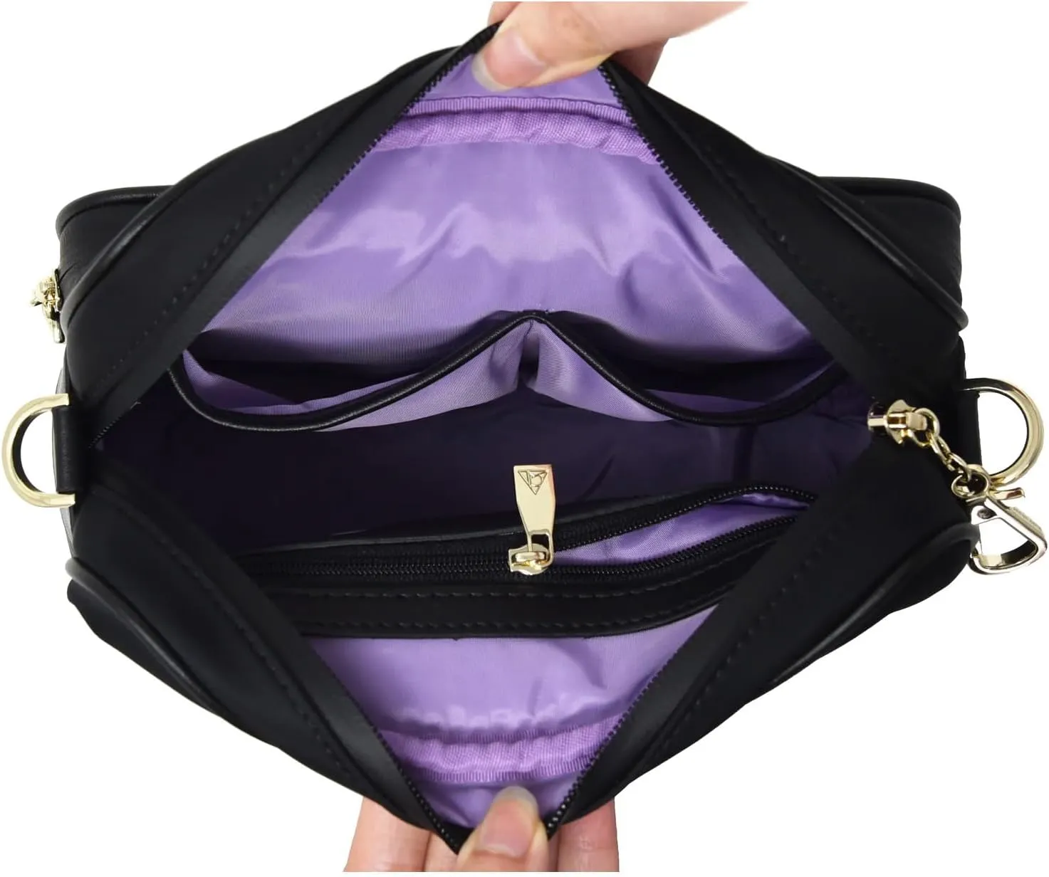 Womens Anti-Theft Water-Proof Travel Crossbody Bag with Slash-Resistant Faux Leather & Locking Clasps Strap