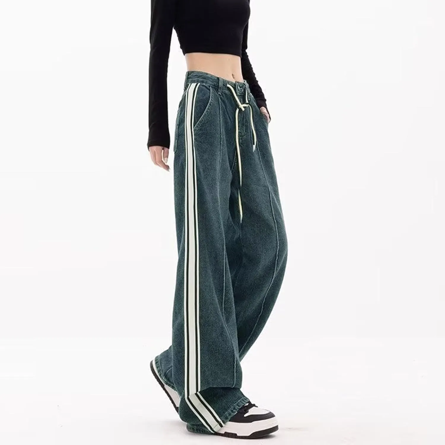 Women's Baggy Jeans Vintage Y2K Wide Leg Jeans High Waisted Boyfriend Pants Plus Size Ripped Jeans Hip Hop Streetwear