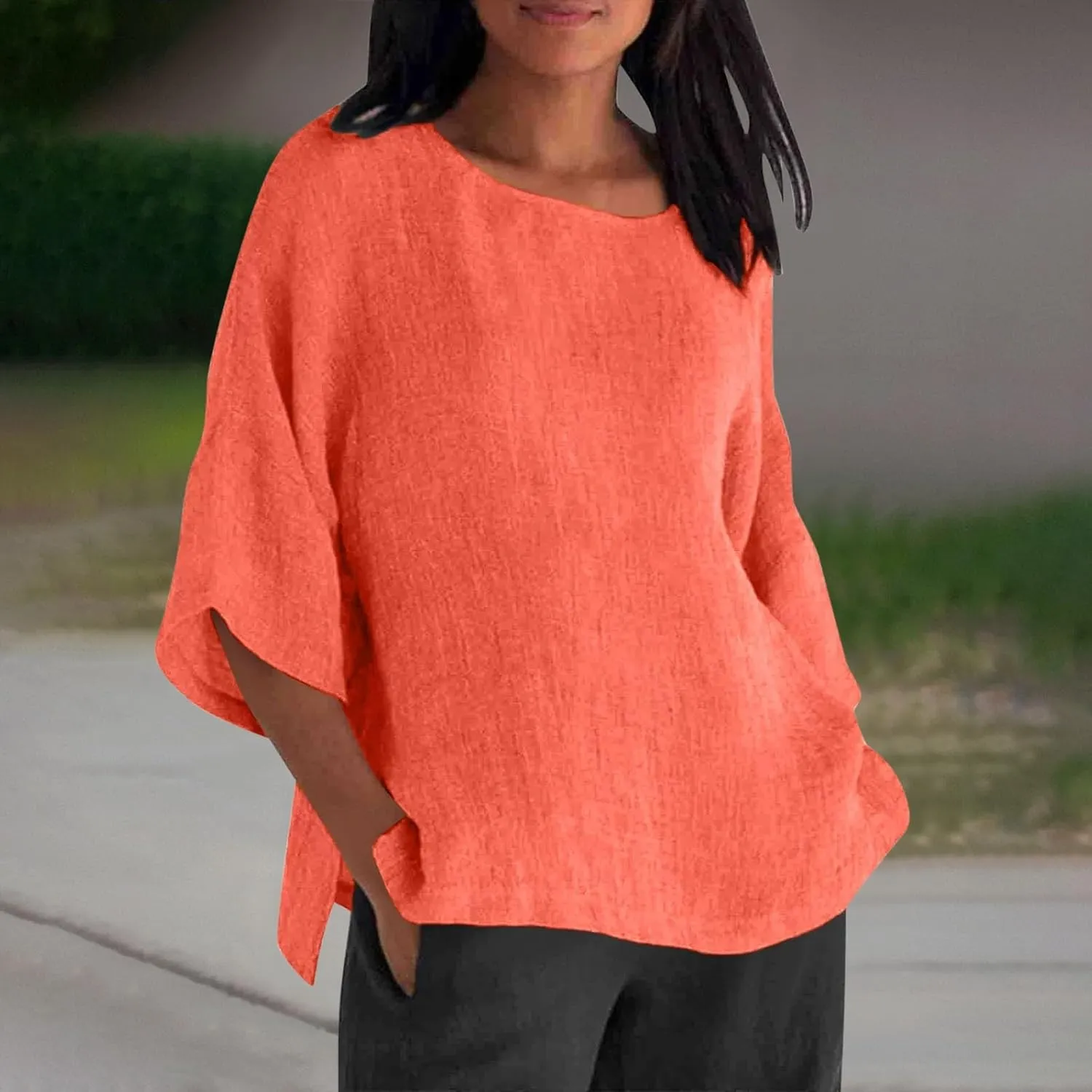 Women's Button Down Shirts Solid Long Sleeve Cotton Linen Summer Casual Soft Blouse Top Loose Fit Tops