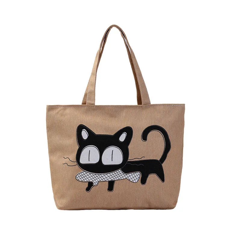 Women's Canvas Artistic Cloth Large Capacity Class Shoulder Bags