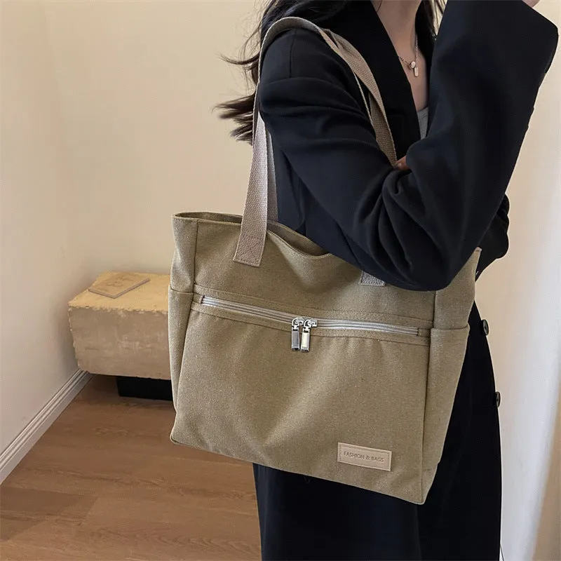 Women's Capacity Artistic Green Versatile Canvas Summer Bags
