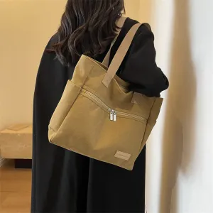 Women's Capacity Artistic Green Versatile Canvas Summer Bags