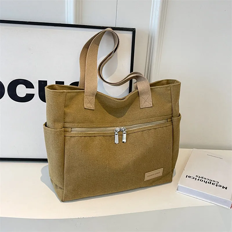 Women's Capacity Artistic Green Versatile Canvas Summer Bags
