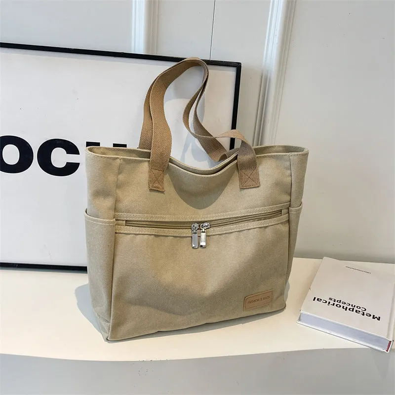 Women's Capacity Artistic Green Versatile Canvas Summer Bags