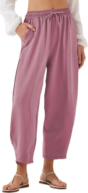 Womens Casual Capri Pants Summer Loose High Waisted Straight Leg Pant Fashion Ankle Length Trousers with Pockets