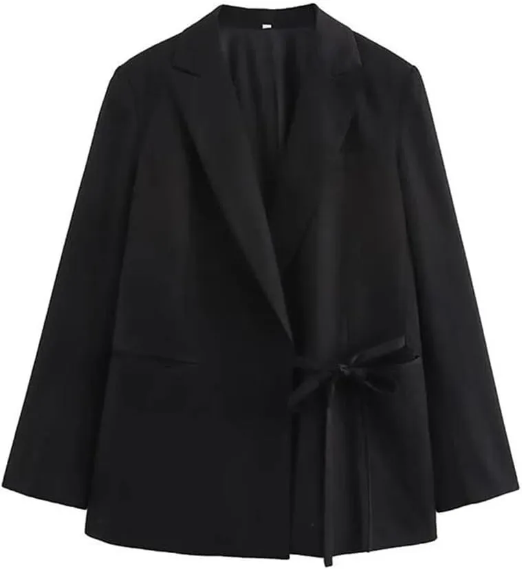 Women's Casual Lightweight Asymmetrical Long Sleeve Slim Fit Suit Jacket with Pockets