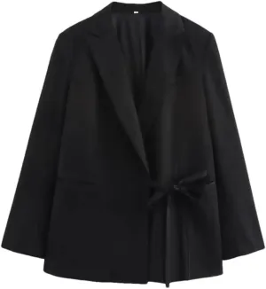 Women's Casual Lightweight Asymmetrical Long Sleeve Slim Fit Suit Jacket with Pockets