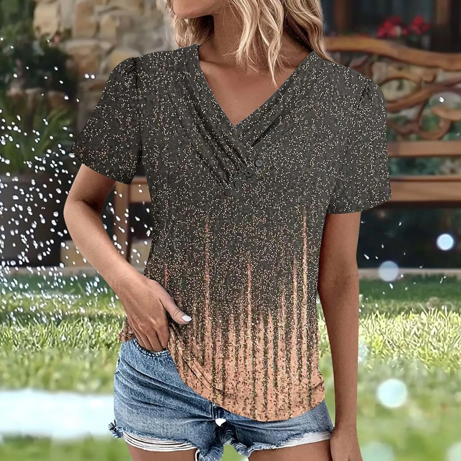 Womens Cotton Buttons Shirts Trendy Short Sleeve Tshirts Casual Collared Button Blouses Oversized Tops for Women