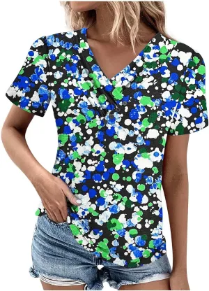 Womens Cotton Buttons Shirts Trendy Short Sleeve Tshirts Casual Collared Button Blouses Oversized Tops for Women
