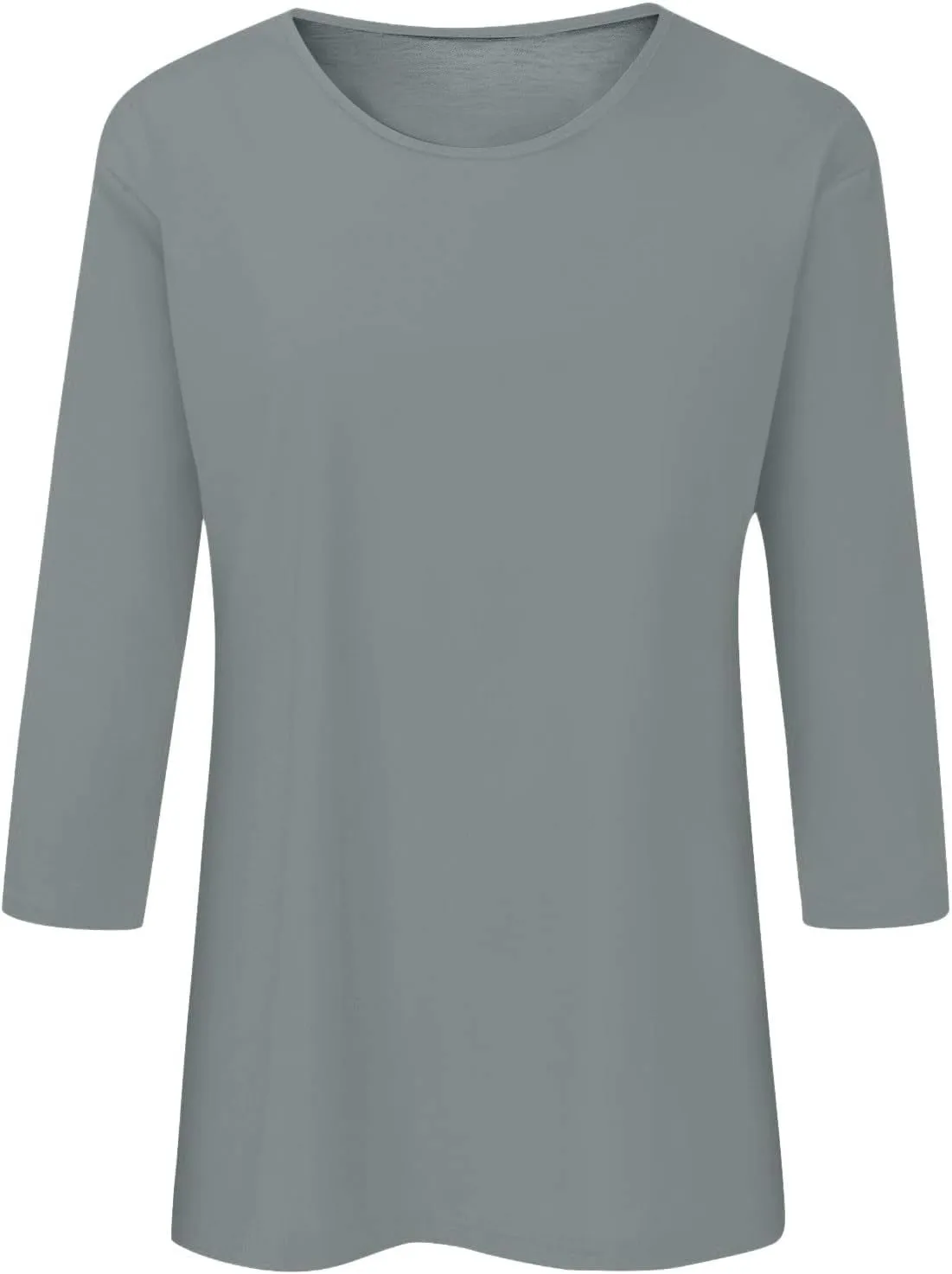Womens Cotton Tops Casual Elbow Length Tee Shirts Round Neck Basic Tees Blouses Loose Fit Solid Color Tshirt Pullover