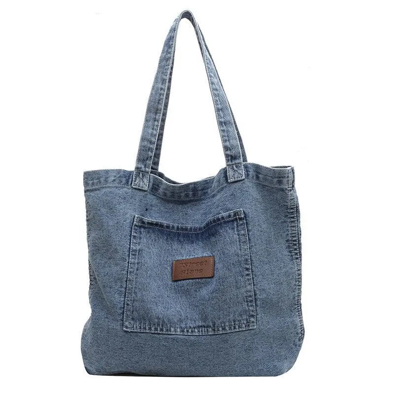 Women's Denim Canvas Large Capacity Shopping Artistic Shoulder Bags
