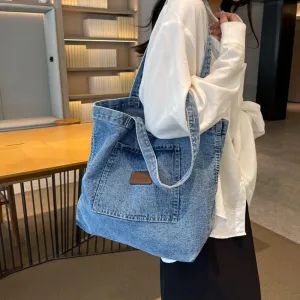 Women's Denim Canvas Large Capacity Shopping Artistic Shoulder Bags