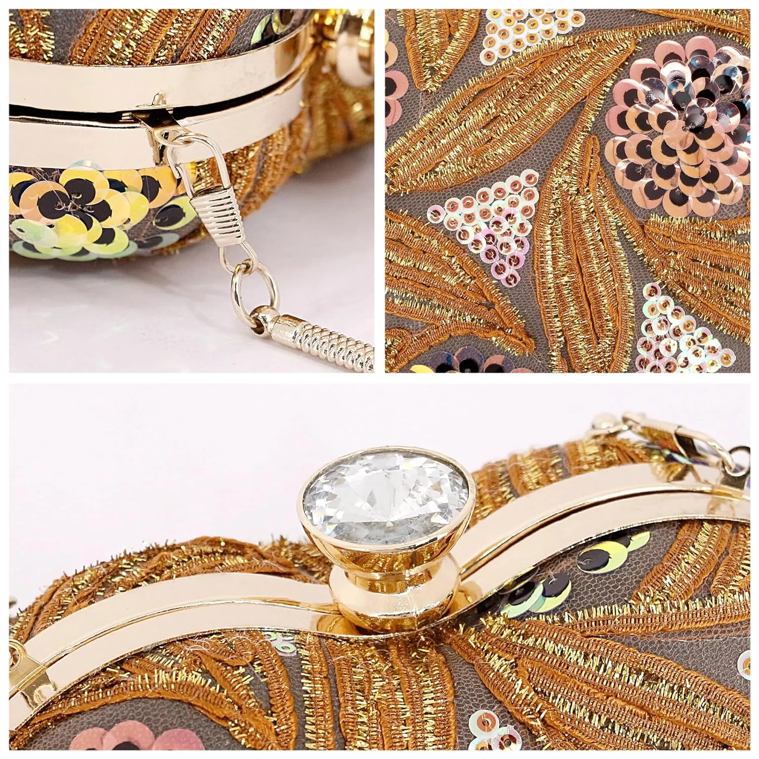 Womens Elegant Heart Type Evening Bag Shiny Rhinestone Clutch Purse Party Wedding Prom Handbag Chain Shoulder Bag