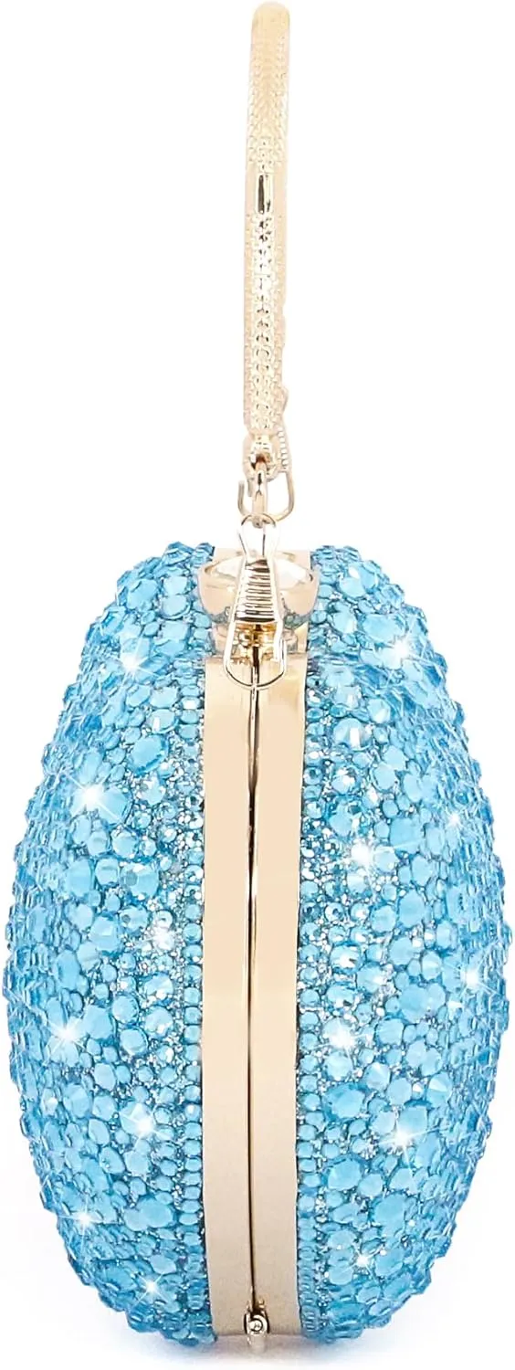 Womens Elegant Heart Type Evening Bag Shiny Rhinestone Clutch Purse Party Wedding Prom Handbag Chain Shoulder Bag