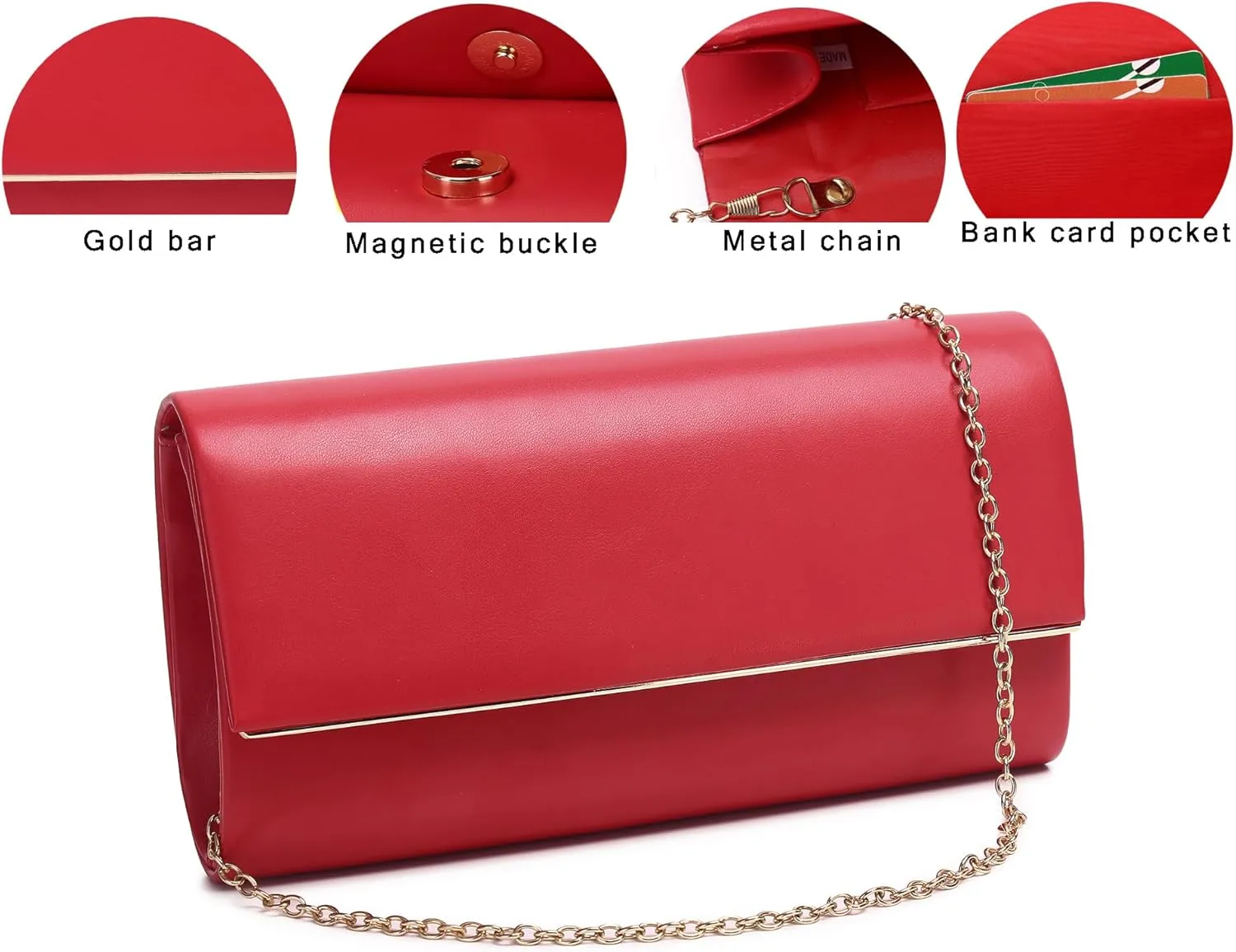 Women's Evening Clutch Bags for Formal Cocktail Prom Wedding Party Patent Leather Dressy Foldover Purse Christmas gift