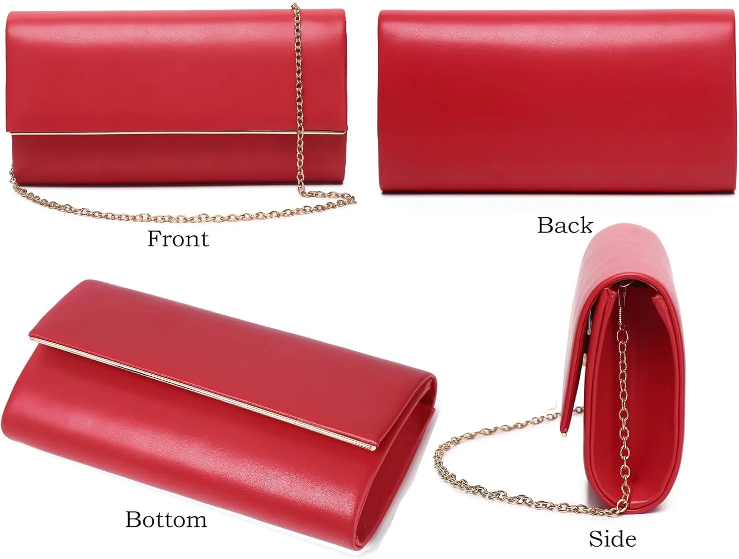 Women's Evening Clutch Bags for Formal Cocktail Prom Wedding Party Patent Leather Dressy Foldover Purse Christmas gift