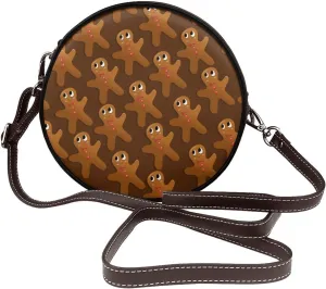 Women's Faux Leather Large Round Crossbody Purse Handbag Shoulder Bag for Travel