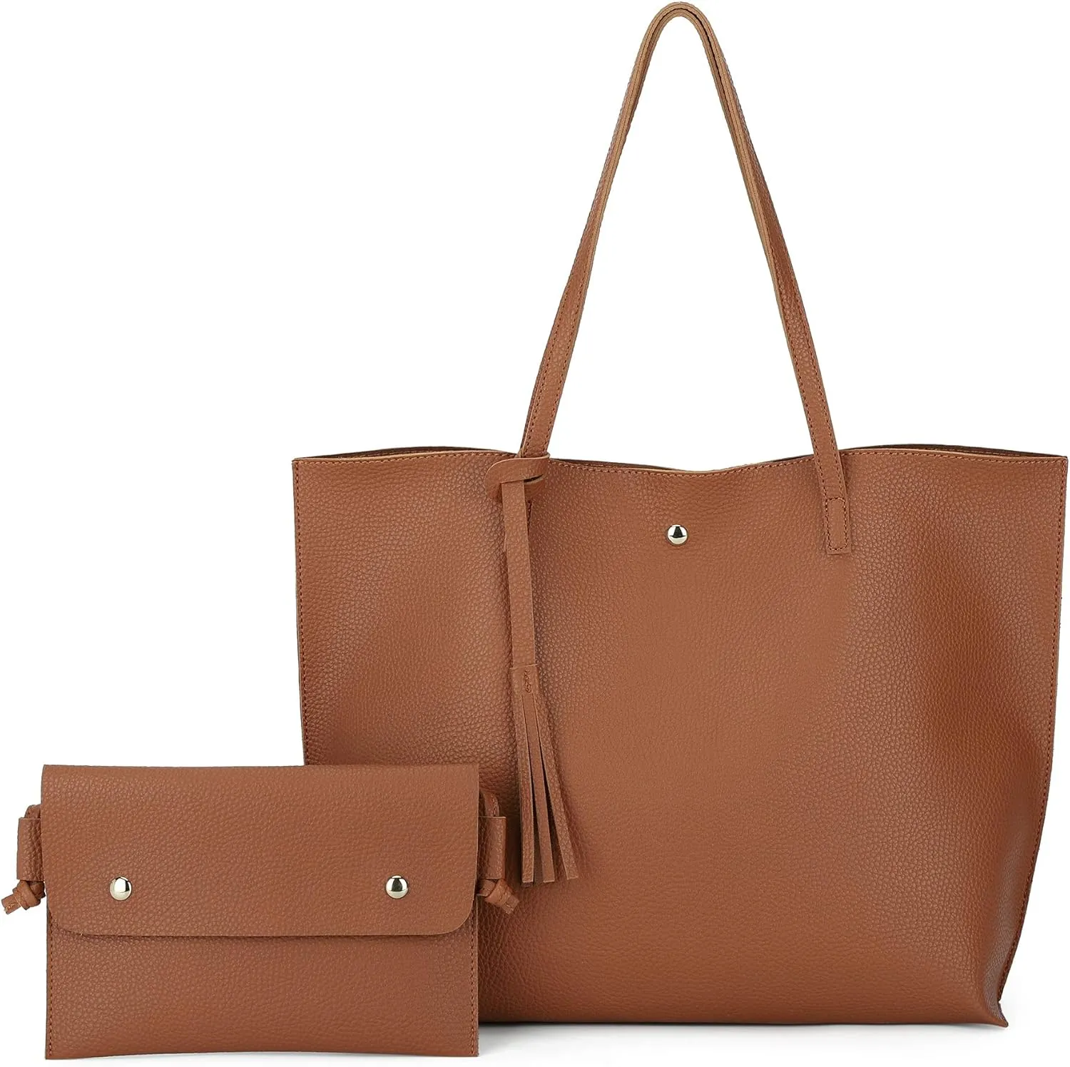 Women's Faux PU Leather Tote Shoulder Purses Bag for women, Big Capacity Tassel Handbag