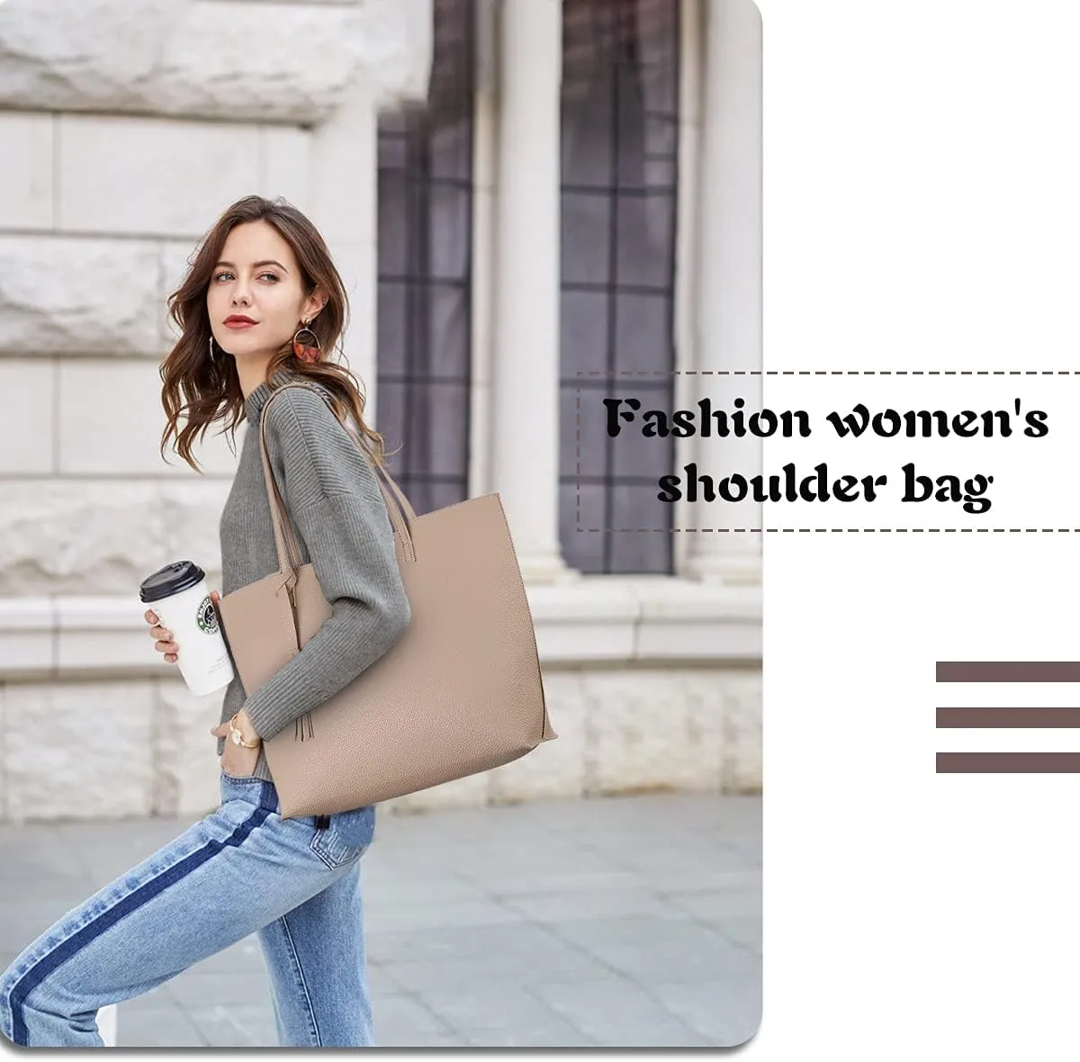Women's Faux PU Leather Tote Shoulder Purses Bag for women, Big Capacity Tassel Handbag